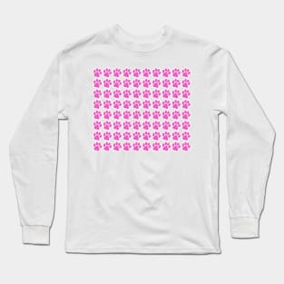 Cerise Pink Paw Prints Long Sleeve T-Shirt